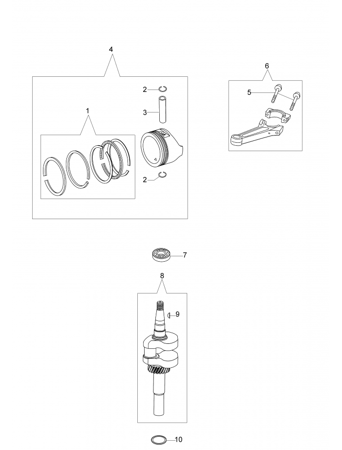 Коленвал и поршень Oleo-Mac G44 PK COMFORT PLUS