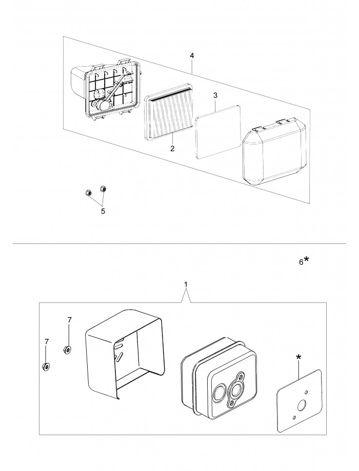 Воздушный фильтр и глушитель Oleo-Mac G44 PK COMFORT PLUS